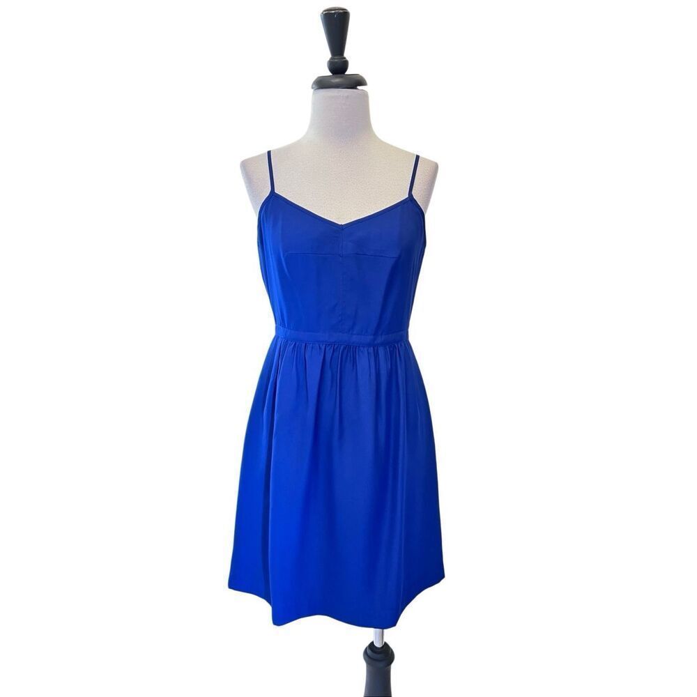 J. Crew Women's Spaghetti Strap Back Zip Mini Dress Blue Size 4 Nwt